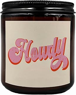 KU-DaYi F359 Western Cowgirls Gifts Scented Candles, Howdy Cowgirl Christmas Birthday Gift Scented Candle for Women Teen Girls, Retro Preppy Trendy Amber Soy Wax Jar Candle for Girl Dorm Room Decor