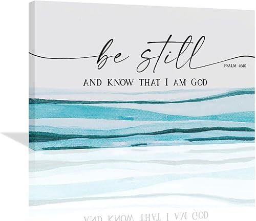 Miniatura 10 de Arte de pared cristiano grande con texto en inglés «Be Still and Know That I Am Gods» («Be Still and Know That I Am Gods») para decoración de pared,