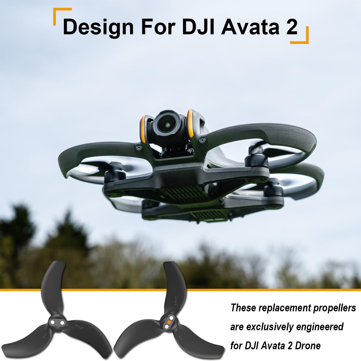 Hélices 3032S de Rechange pour Drone DJI Avata 2, Pales de Drone Pliables à démontage Rapide et à Faible Bruit, pièces et Accessoires pour Avata 2 avec vis et Tournevis (Noir)