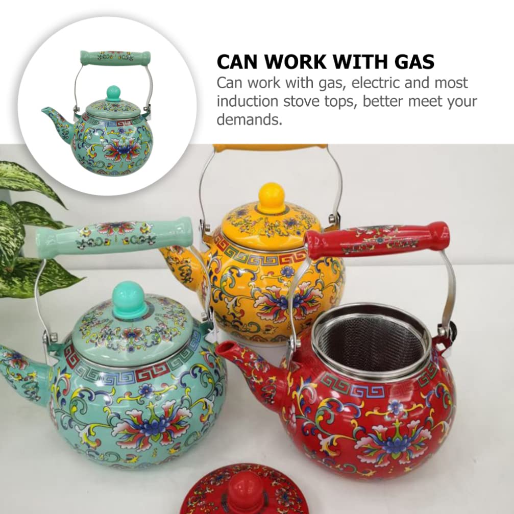 Bollitore Smaltato Retrò 2500 Ml - Teiera Floreale Per Gas E Induzione - Foto 10