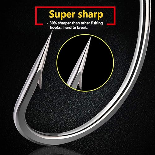 Miniatura 2 de Dyxssm Ganchos de pesca de acero inoxidable forjados con caña larga para agua salada, 150 unidades por lote