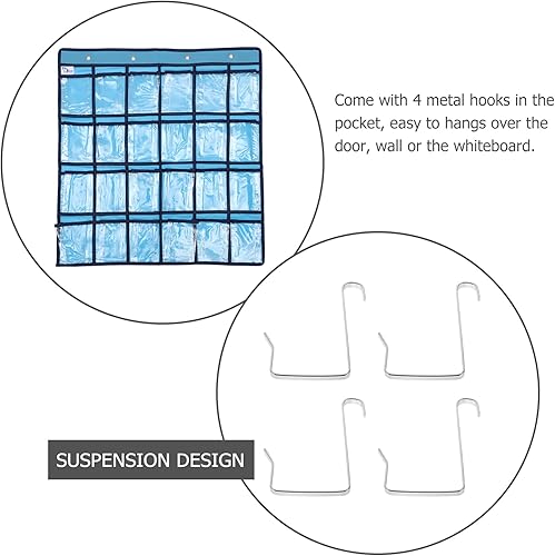 Miniatura 4 de NUOBESTY Tabla de bolsillo transparente para aula, bolsa de almacenamiento colgante de 24 bolsillos para teléfonos celulares y soporte para