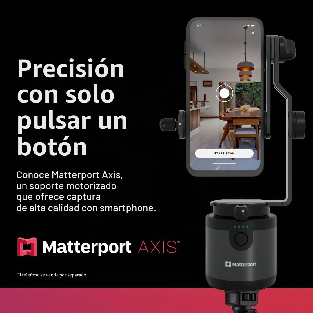 Matterport Axis Gimbal Estabilizador para cámara de teléfono Inteligente - Soporte Giratorio motorizado para escaneos fotográficos 3D 360 Profesionales con trípode portátil y Plegable