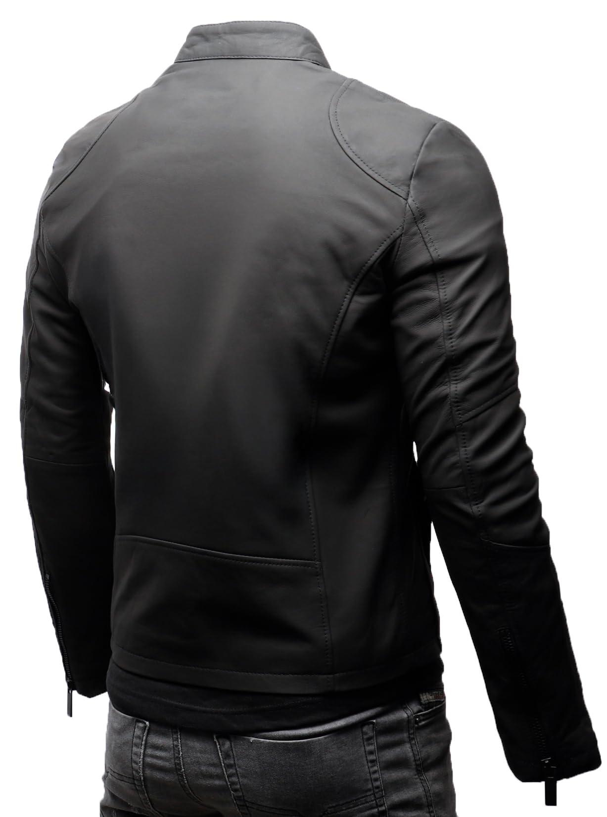 Crone Ivar Herren Lederjacke Cleane Basic Echtleder Jacke | Echtleder, Stehkragen, cleaner Basic-Look, Regular Fit