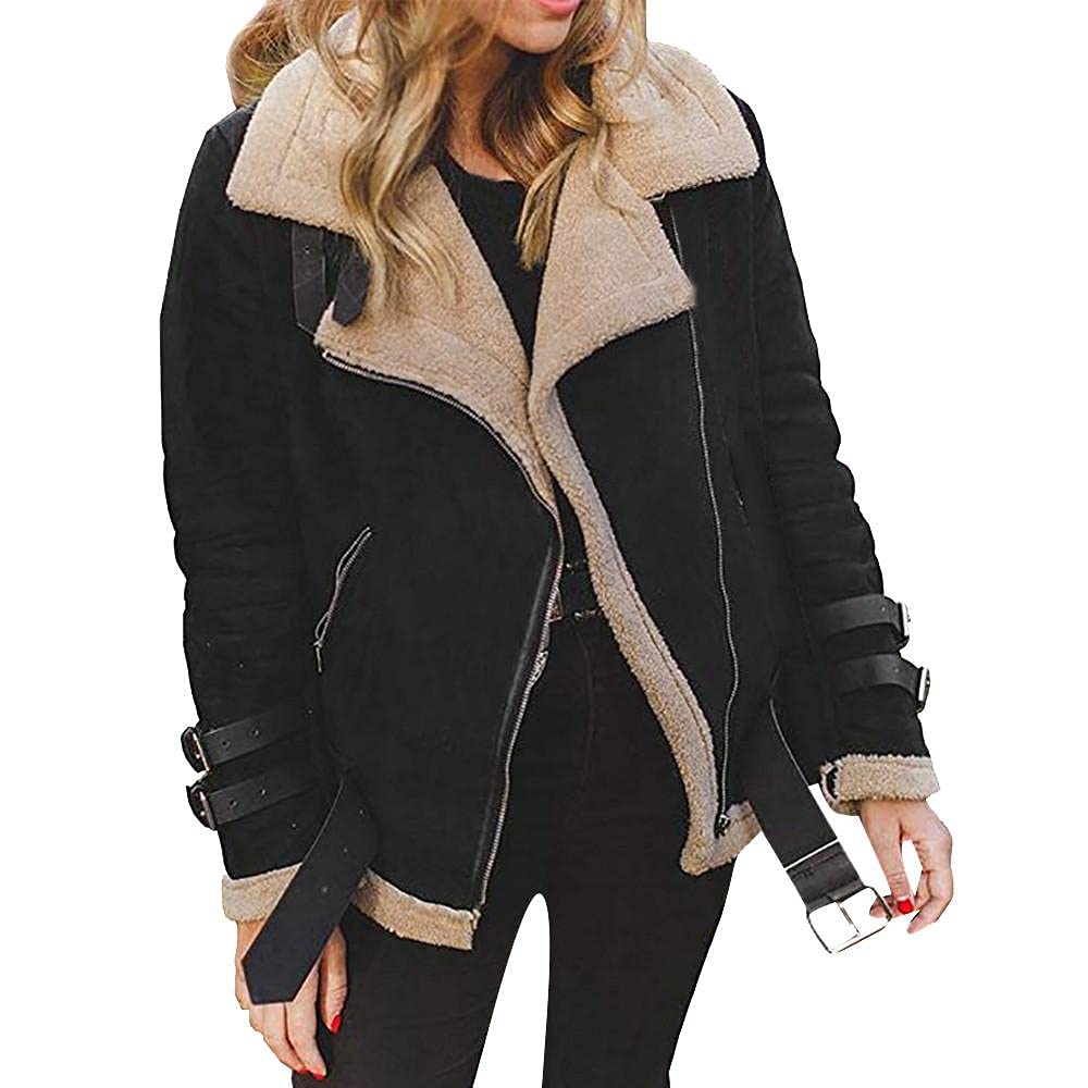 Faux Leather Jacket Womens Suede Jacket With Sherpa Lining Women - Main Image