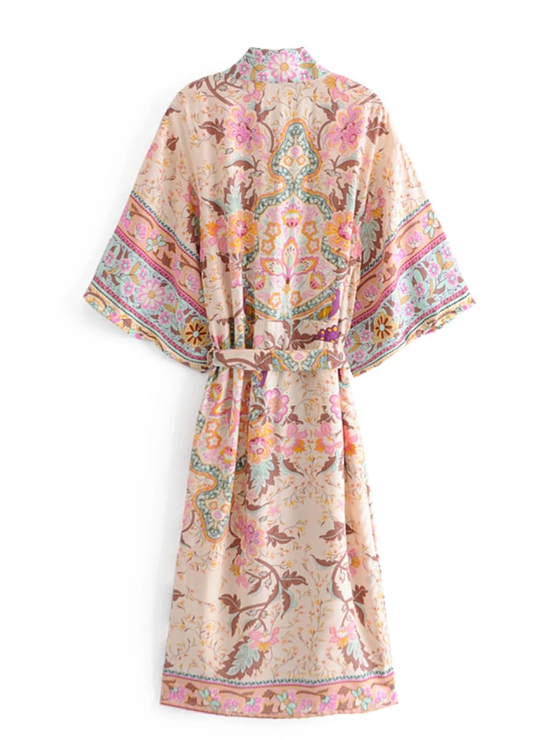 Disimlarl Kimono da donna con stampa a pipistrello, da spiaggia, stile bohémien, con scollo a V, fascia per bikini