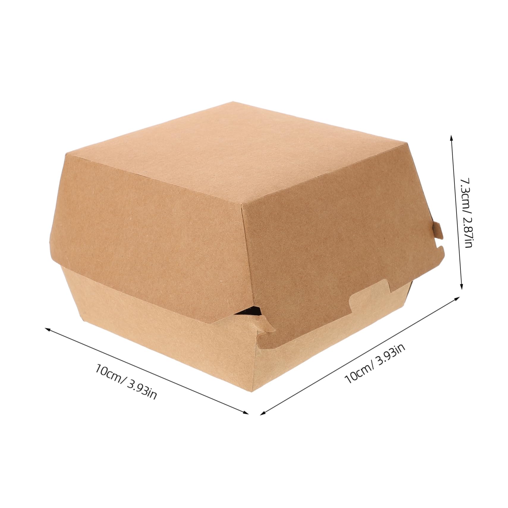 Unomor 50pcs Burger Boxes Clamshell Take Out Burger Boxes Take Out Container Storage Container Kraft Paper Khaki