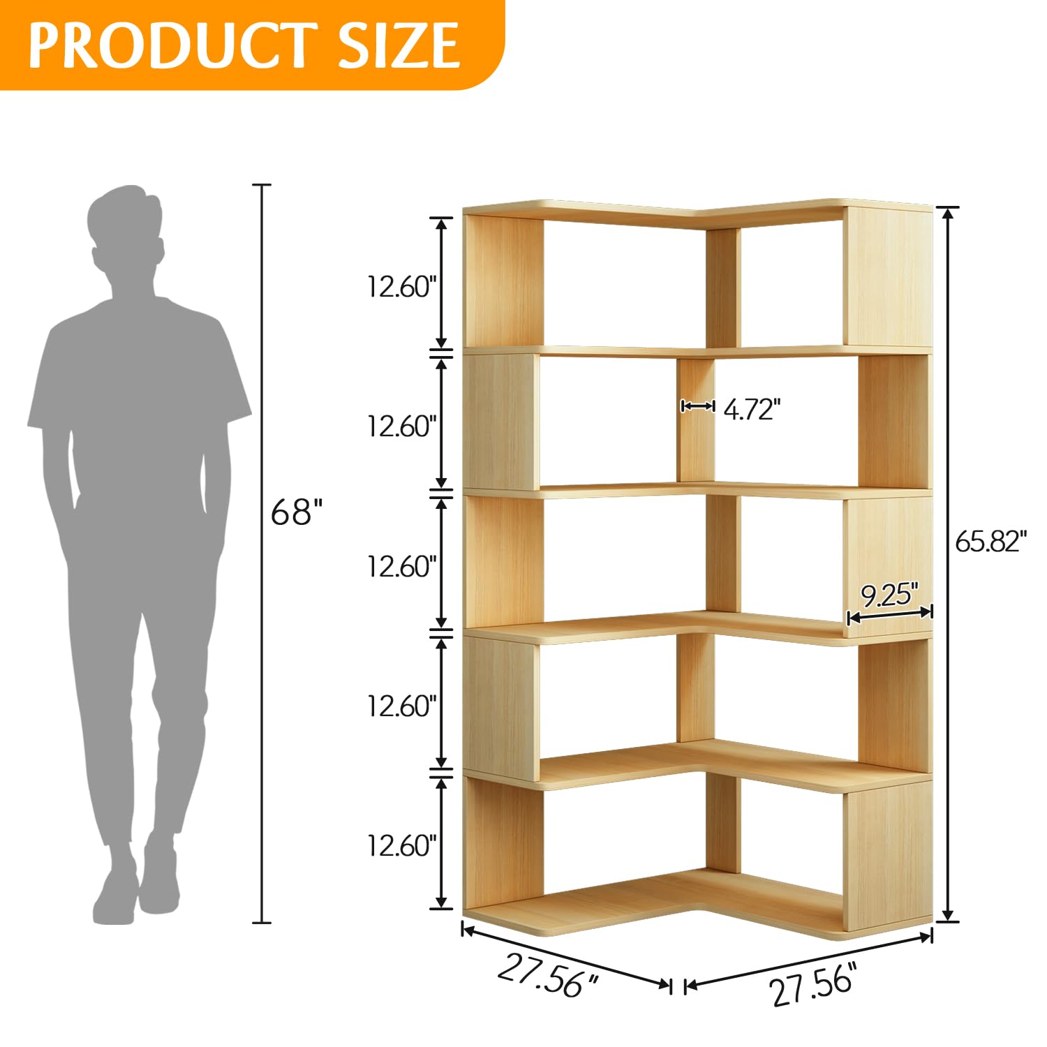 Amazon.com: IOTXY 6-Tier L-Shaped Corner Bookshelf - 66