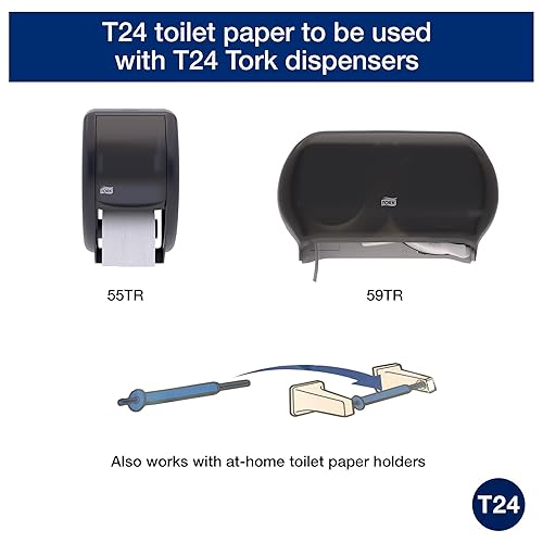 Miniatura 2 de Tork Rollo de papel de baño universal de 2 capas para uso diario en casa Biodegradable 4.375x3.75", 500 hojasrollo, 96 rolloscaja