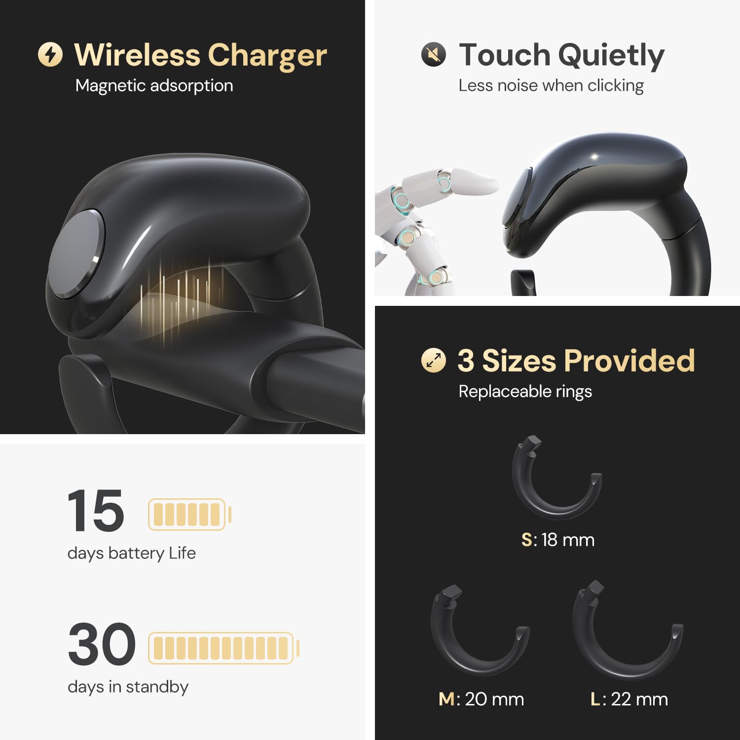 Smart Tasbih Zikr Rings, 3 Size(18/20/22mm) Interchangeable Tasbih Counter Rings,APP Support Digital Counter Prayer Reminder Rings, Waterproof 4 Digit Finger Counter for Muslims