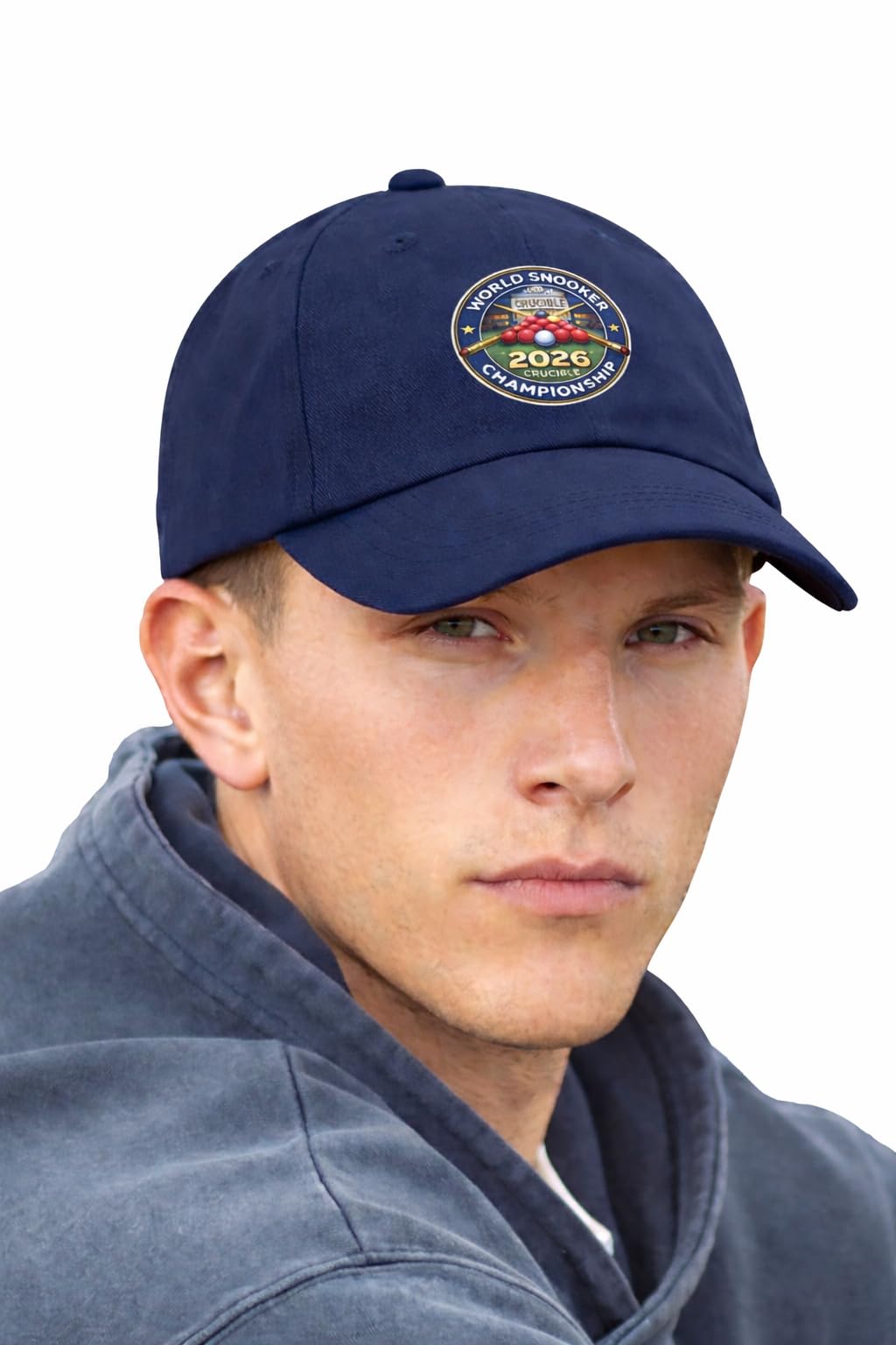 4SP® World Snooker Championship 2026 Logo Dad Cap, 100% Organic Cotton, 6 Panel, Adjustable, Unisex, Casual, One Size (UK, Alpha, One Size, Navy)