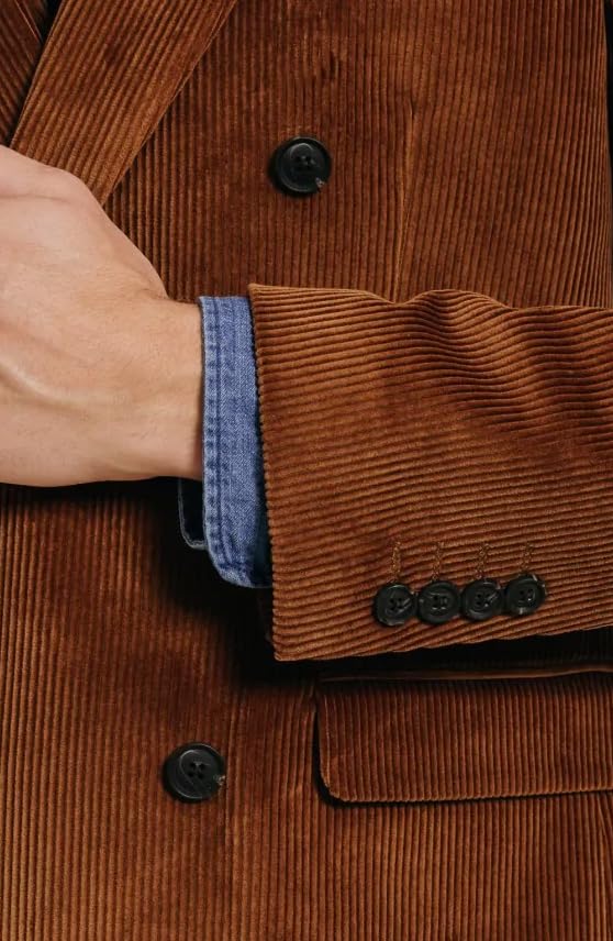 ORBITRAY Mens Corduroy Blazer Suit Jacket Slim Fit for Men Formal Blazer Wedding Groom Dinner Party OB0144