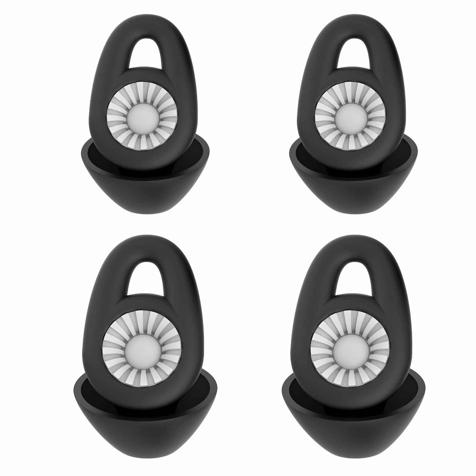 Hearprotek 2 Pairs Ear Plugs for Sleeping, Two-Tone Noise Reduction Sleeping Ear Plugs-Reusable Silicone Sound Blocking earplugs for Sleep Side Sleepers snoring Travel Work （Black）