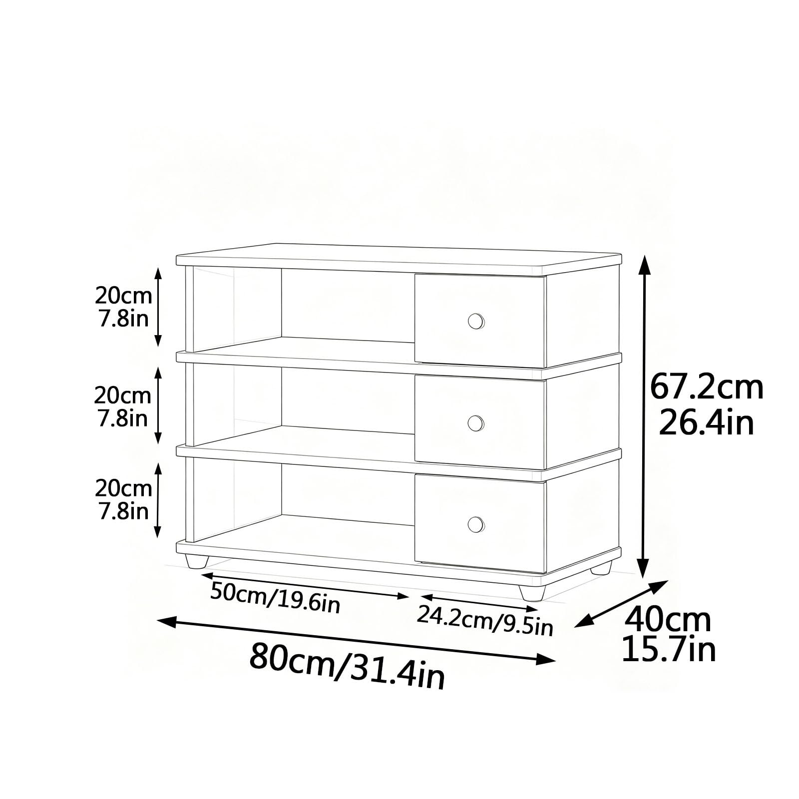 Supporto Audio, Mobile Stereo in Legno a 4 Ripiani con cassetto e Piedini ammortizzanti per Ufficio Domestico e Home Theater | Walnut