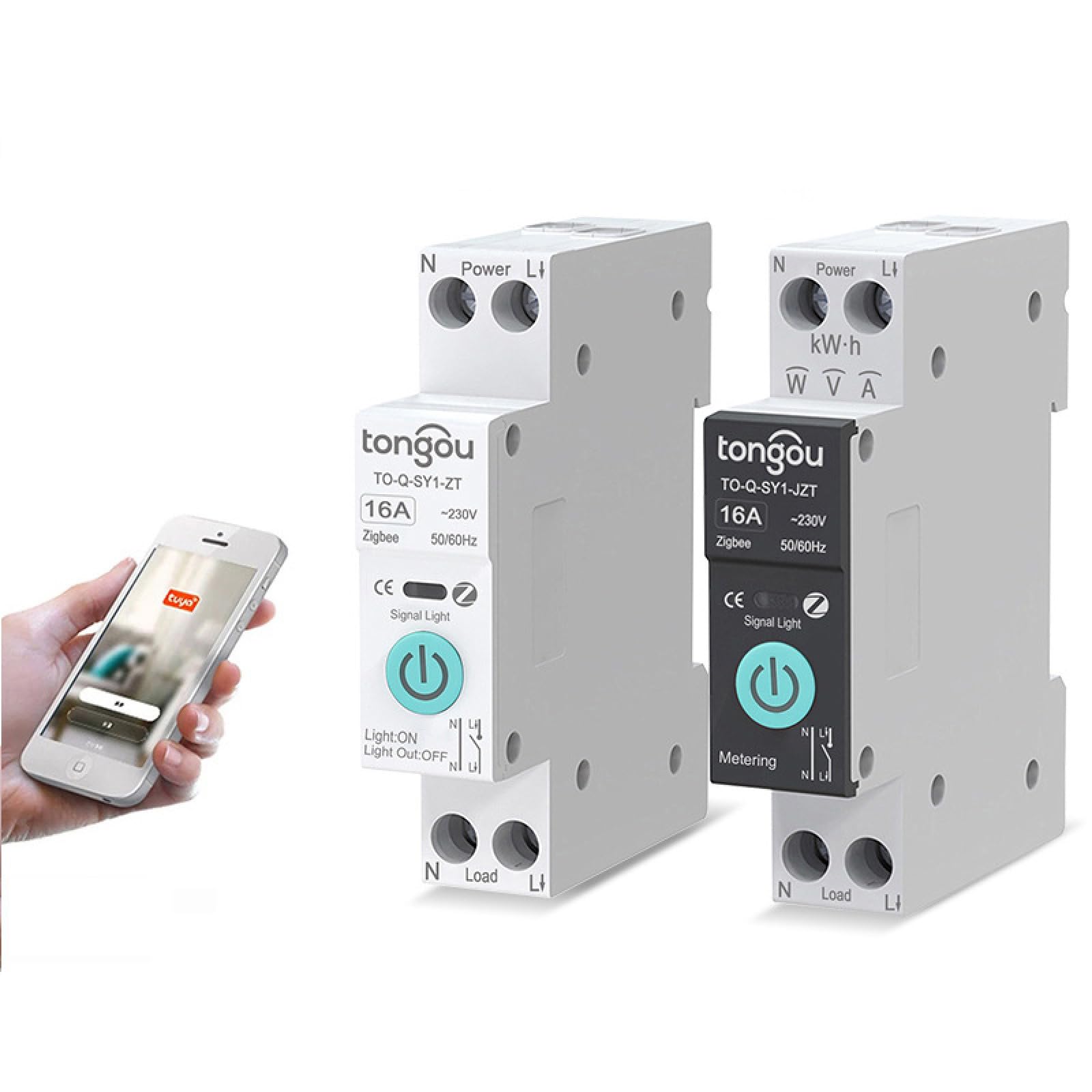 Tuya ZigBee Smart Switch, 10A 16A 25A 32A 40A 63A With Measurement/Without Timer Switch Work with Alexa Google Assistant Tuya APP Remote Control (No Metering, 25A)