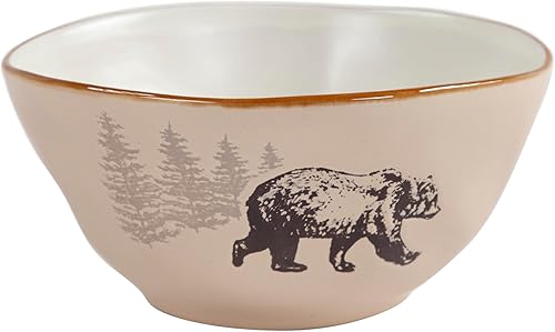 Miniatura 4 de Paseo Road by HiEnd Accents - Juego de vajilla de cerámica de 16 piezas de pino blanco, oso, ciervo, alce, zorro, moderno, rústico, cabaña, con