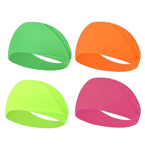 4 accesorios de neón de los años 80 y 90 para mujeres, diadema ancha de los años 80 y 90 s, bandas deportivas antideslizantes suaves para el