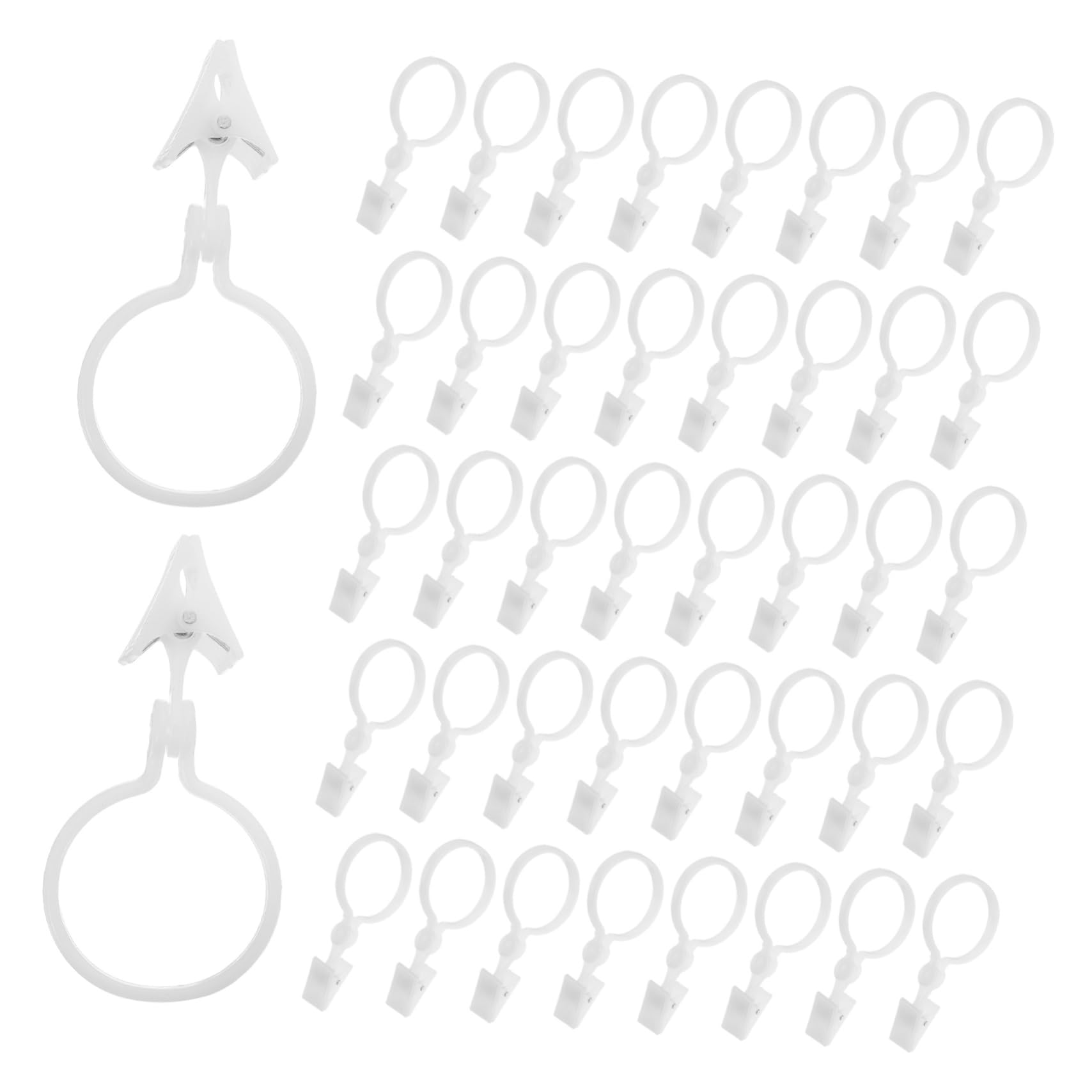 Anillos para cortinas de plástico resistente pack de 100 unidades Zerodeko con clip de fácil montaje