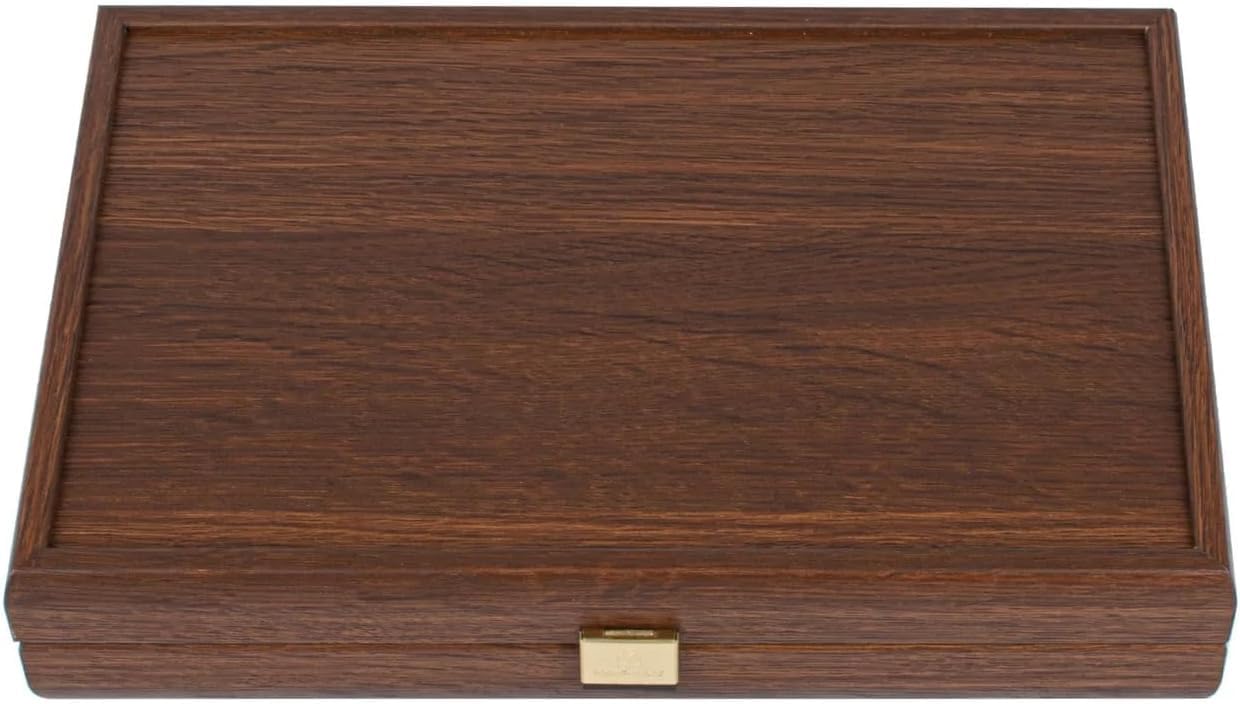 Manopoulos Ensemble de backgammon de luxe en liège naturel vert à carreaux en bois d'olivier – Ensemble haut de gamme fait à la main en Grèce par des experts (30 x 17 cm fermé), adultes 14+