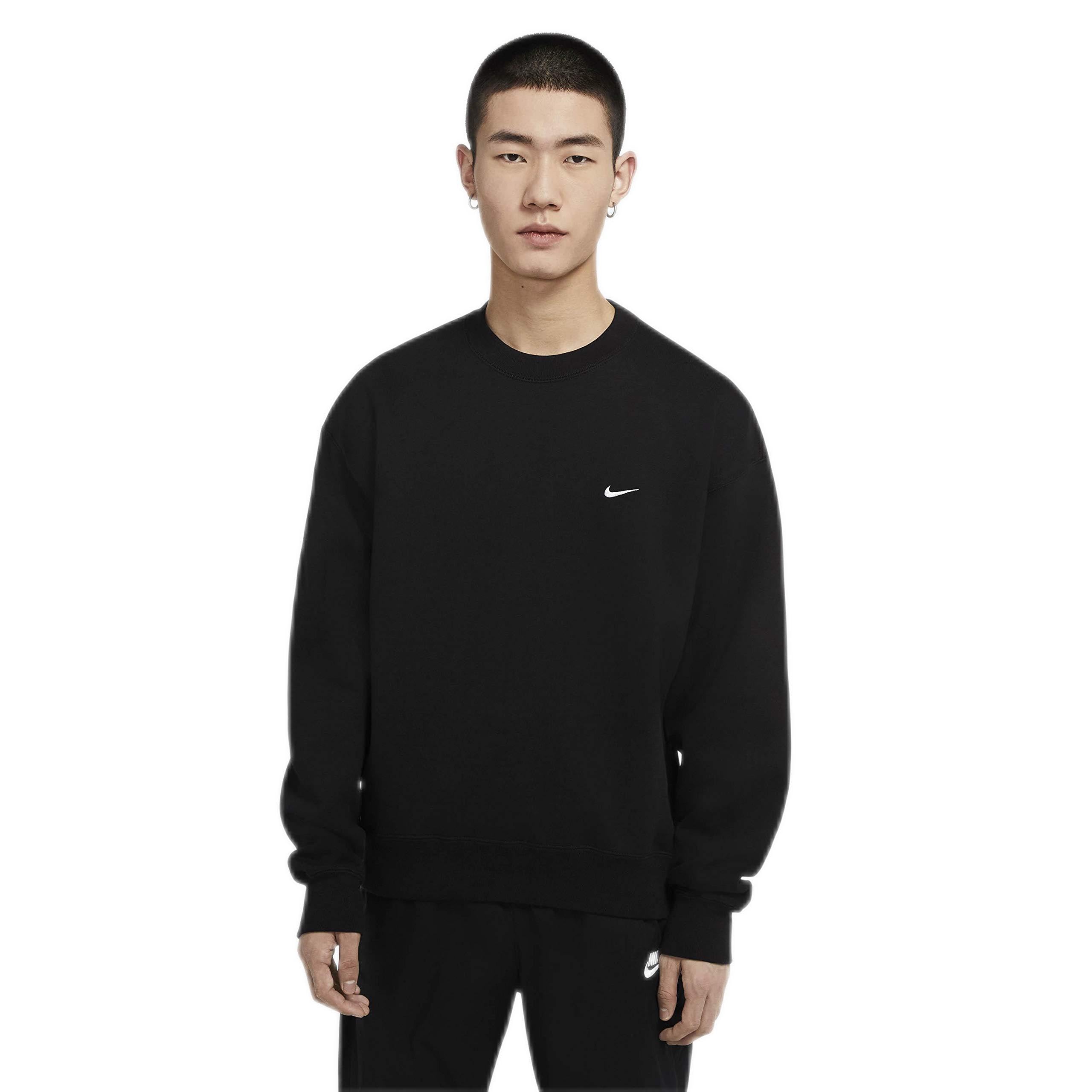 Nike Sportswear Solo Swoosh Men's Fleece Crew (as1, alpha, l, regular, regular, Black/White)