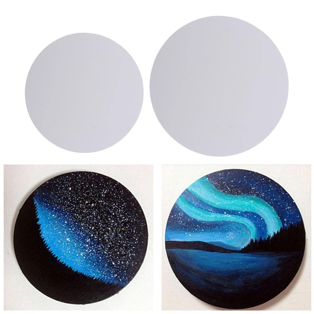 misppro 2 Stück runde Blanko-Holz gespannte Leinwand Platten Board Baumwolle für Öl Acryl Malerei 40 cm 50 cm