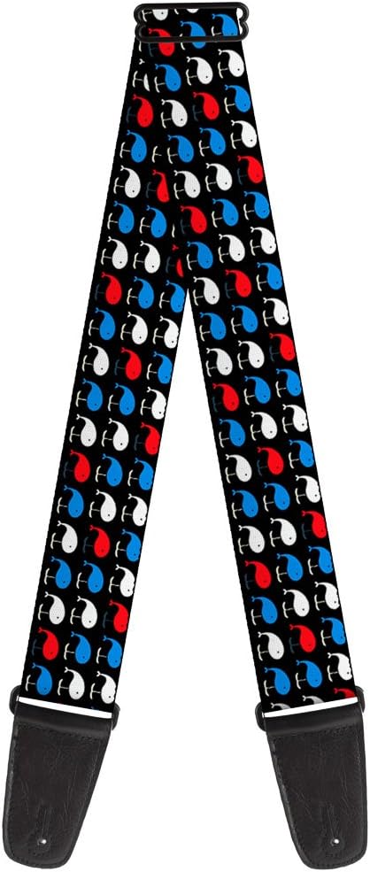 Buckle-Down Guitar Strap Whales Navy Red White Blue 2 Inches Wide