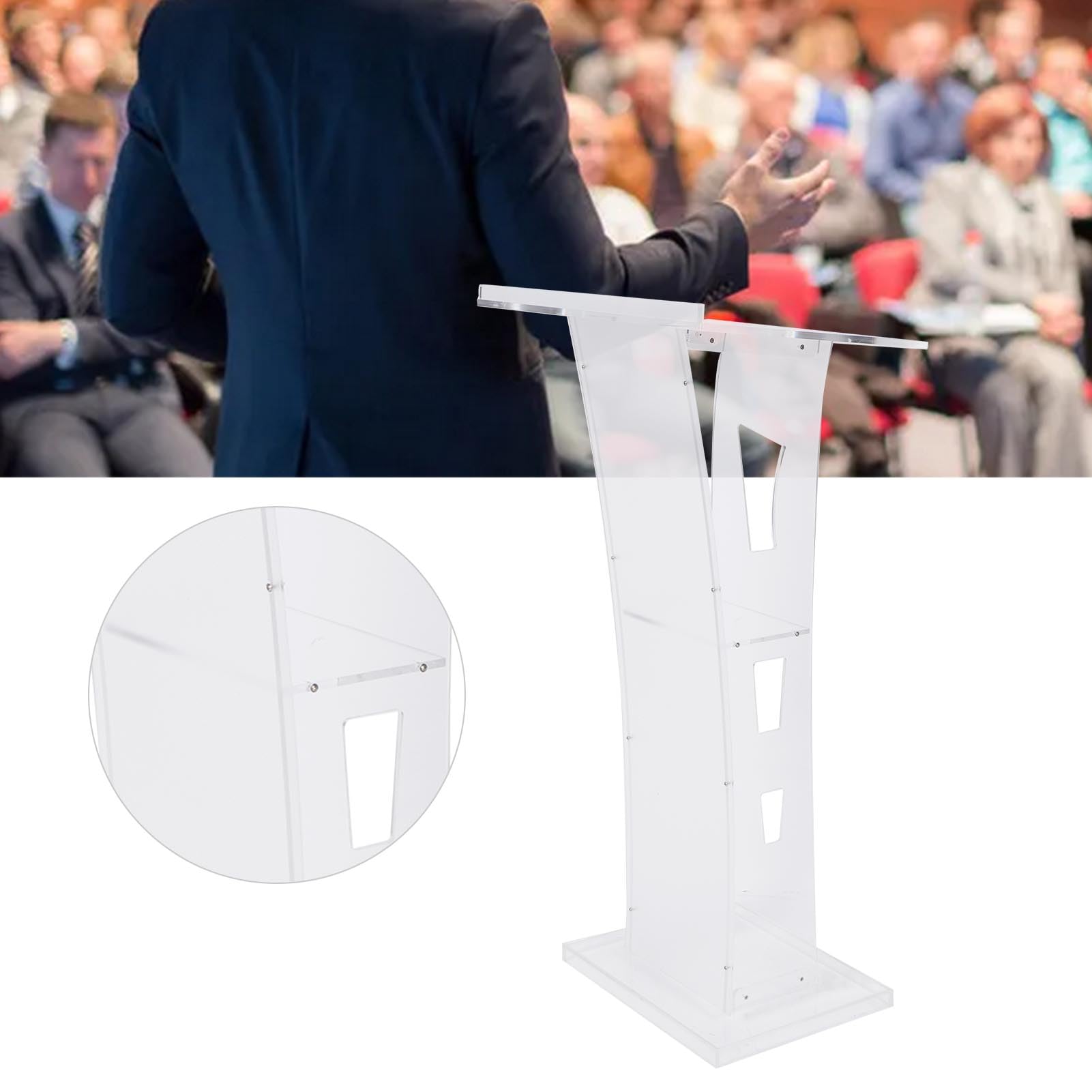 Support de Podium en Acrylique Transparent, Podiums de Présentation Professionnels avec étagère de Rangement, pour églises, Conférences, Mariages, Salles de Classe, Discours