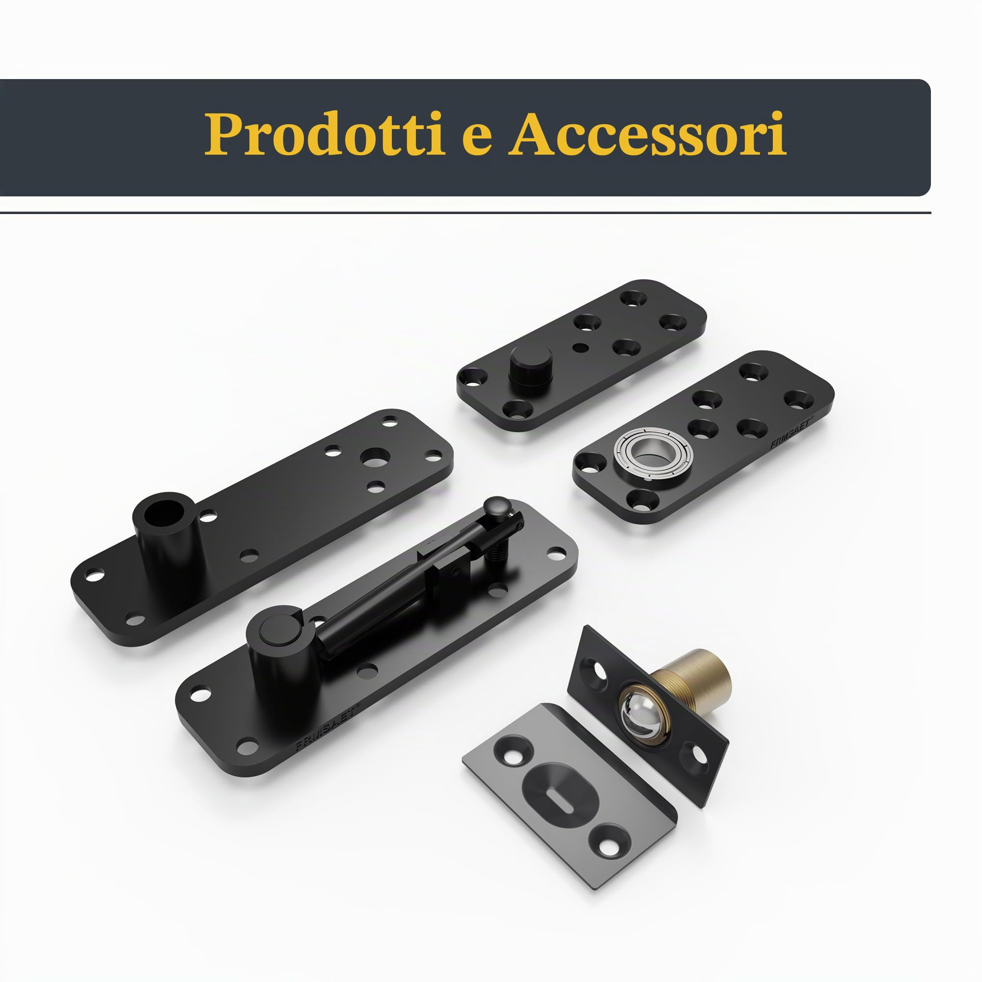 FRMSAET Sistema di cerniere a bilico per porte nascoste Rotazione a 360 gradi Cerniere per porte invisibili in legno impostate sull'albero. (Grande, nero)