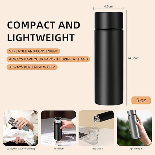 Miniatura 3 de Mini botella de agua de 5 onzas, botella de agua aislada de acero inoxidable, mantiene el frío durante 12 horas, caliente durante 6 horas, color