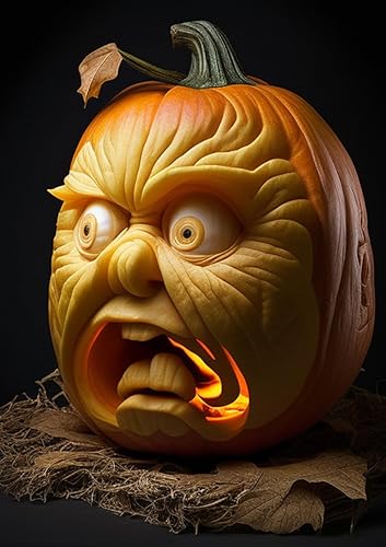 Rompecabezas grotesco de 35 piezas, rompecabezas curiosos de talla de calabaza para adultos, 4 x 6 pulgadas, rompecabezas único, difícil y