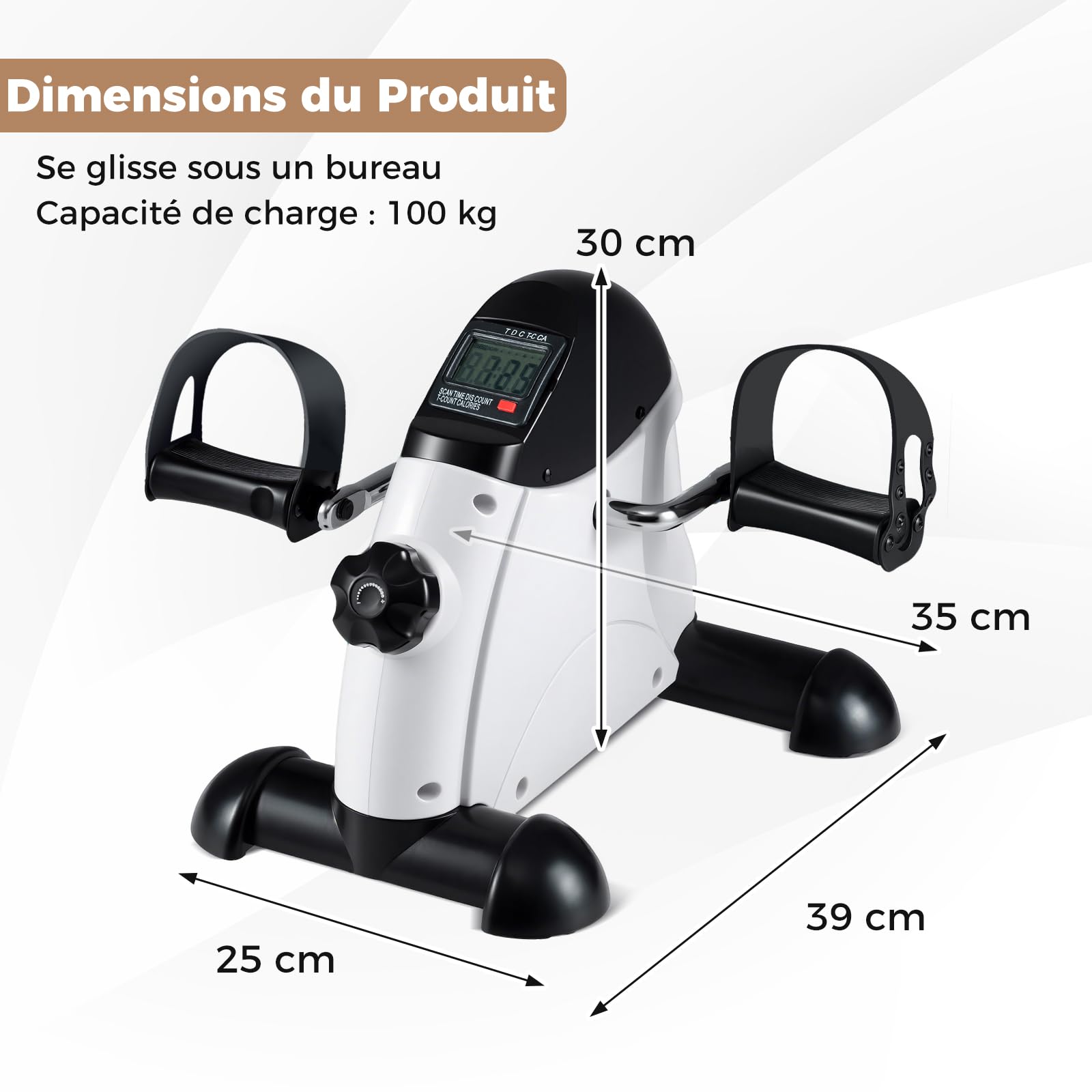 COSTWAY Pedalier d'Appartement sous Bureau, Mini Vélo d'Appartement avec Écran LCD pour Exercices de Pédalage, Pédales Statiques Exercice pour Seniors Équipement de Fitness Intérieur