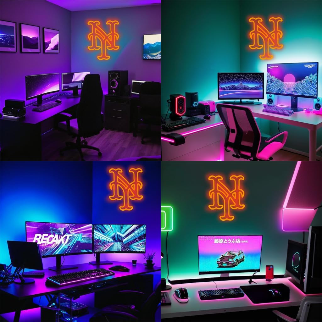 Baseball Sports Team Neon Sign Suitable for Mets Logo for Wall Decor USB Powered Dimmable Led Light Up Signs for Bedroom Men Cave Home Bar Decor Birthday Xmas Gifts for Fans Kids - Image 5
