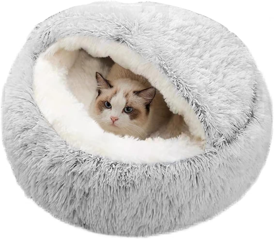 NYTRYD Cat Bed Round Soft Plush Burrowing Cave Hooded Cat Bed Donut for Dogs & Cats, Faux Fur Cuddler Round Comfortable Self Warming pet Bed, Machine Washable, Waterproof Bottom (B0CJY1SMNJ) Amazon Price History, Amazon Price Tracker