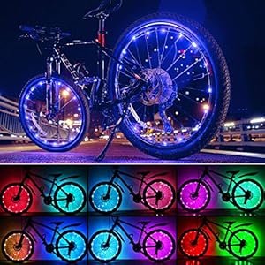 Bike Wiel Verlichting, Led Fiets Licht Voor Fiets Wielen 7 Kleuren In 1, Veiligheid ‘S Nachts, schakelaar 9 Modi…
