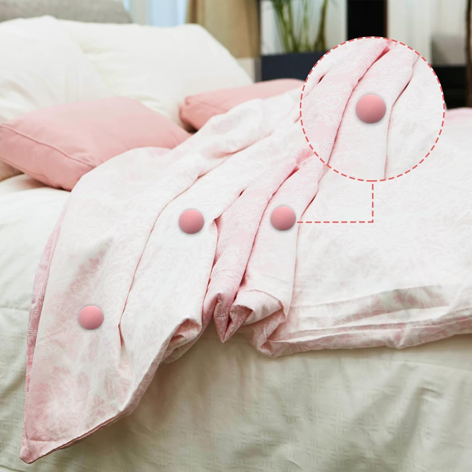 Thea Duvet Clips | Round Fixing Clips with Buttons | Non-Slip Quilt Holder | Double Sided Pin Fasteners for Linen, Fabric, Buttons, Quilt, Blanket, Cushions, Curtains (Pack of 8) 4
