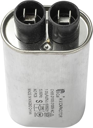 Miniatura 2 de 3 terminales Leaf-Quick 1/4 in 1.05 MFD uF Condensador universal para microondas compatible con Whirlpool W10850446 W10138798 13QBP21105 y otros