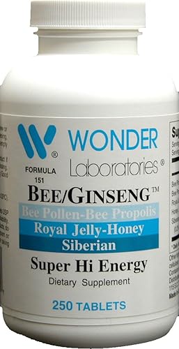 AbejaGinseng, Fórmula de súper alta energía de propóleo de abeja y ginseng siberiano - 250 tabletas # 1512