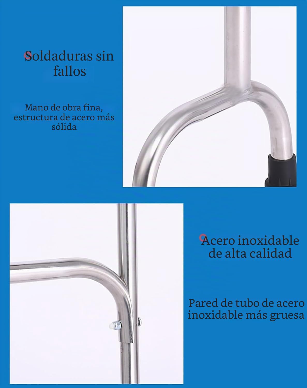 Bastón Cuatro Patas,bastón tetrápodo Ajustable con Base Ancha Cuatro Patas, Bastones Ligeros y estables Acero Inoxidable, Ayuda para la Movilidad pie
