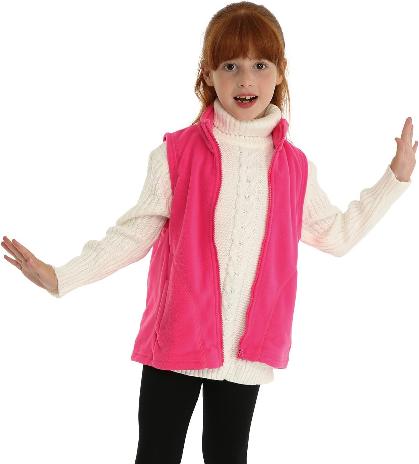 LittleSpring Boys Girls Fleece Vest Sleeveless Jacket Full-Zip Fall Winter Warm Outerwear