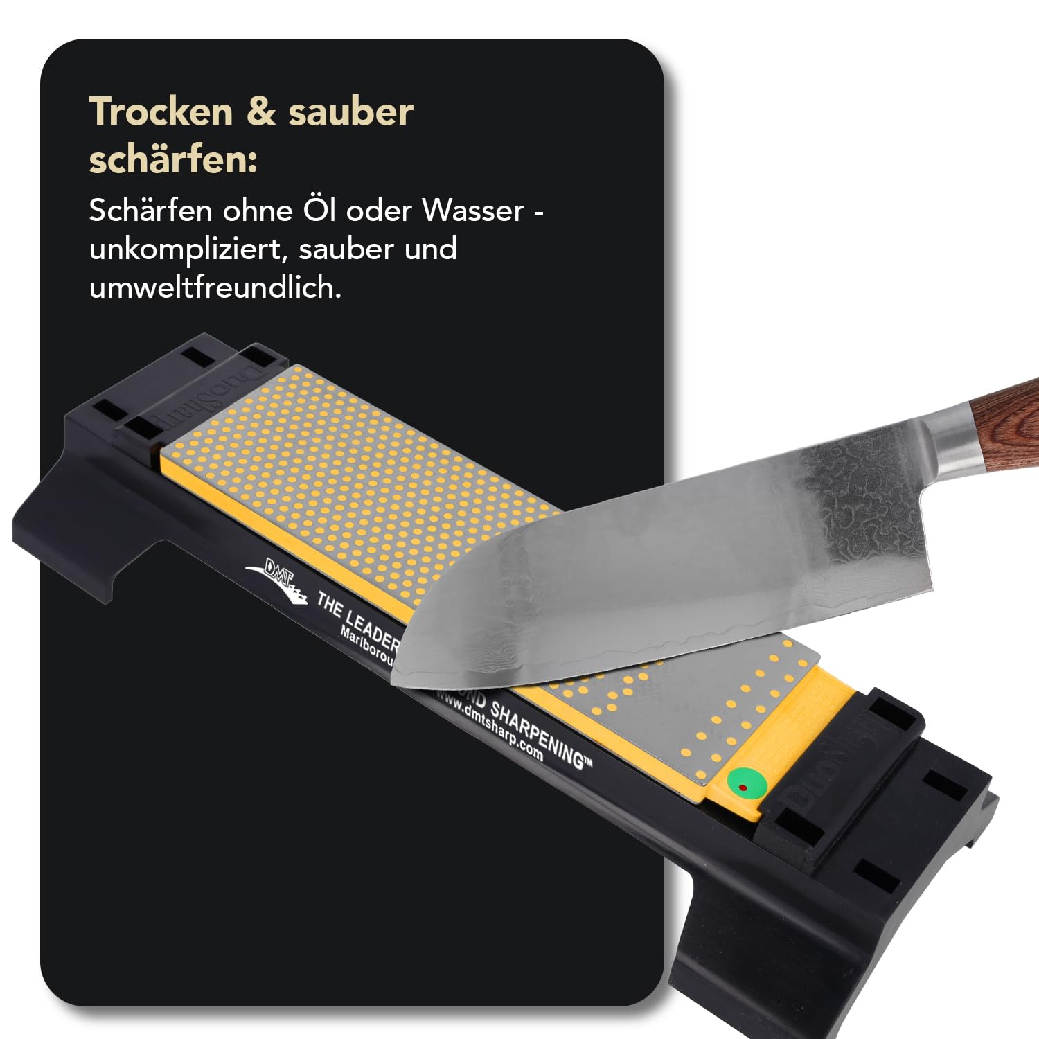 DMT DuoSharp®Plus™ Diamant Schleifstein 8" mit Basis Fein/Extrafein | Doppelseitiger Messerschärfer in Profiqualität | 20cm Wetzstein für Messer und Werkzeuge | Made in USA | WM8EF-WB