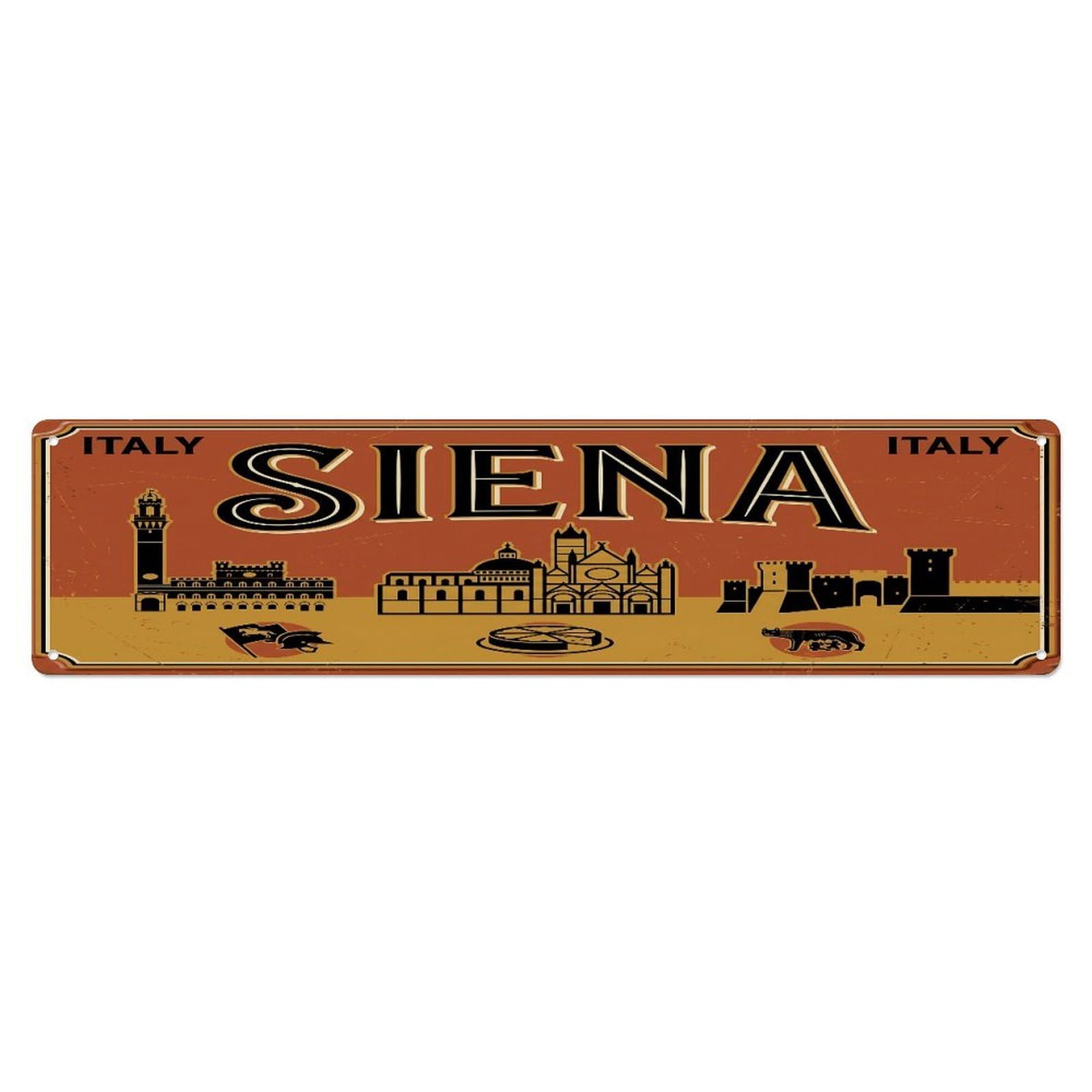 Tgrcjimh Style Metal Tin Sign Vintage Travel Siena Italy Piazza Horse