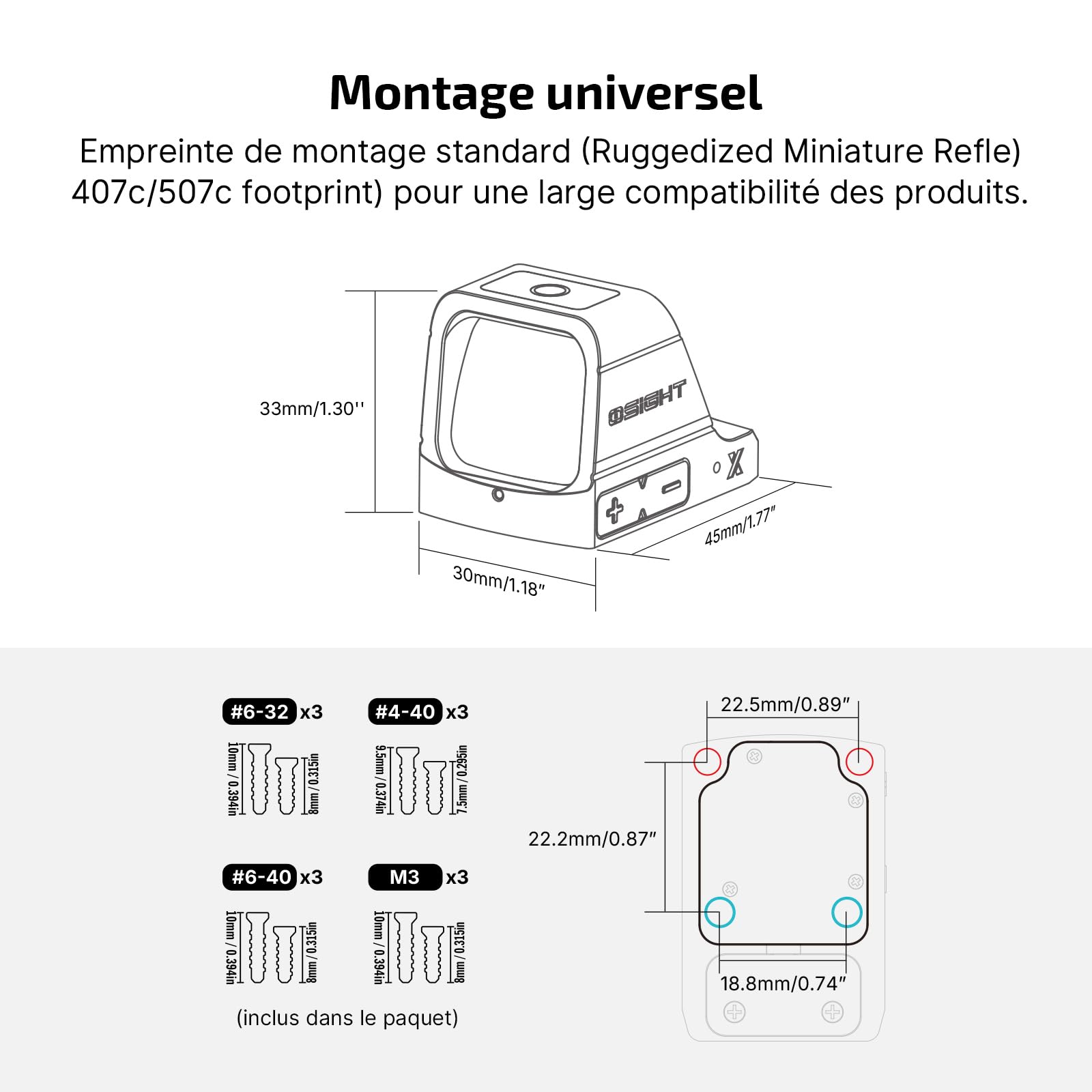 Osight Visée Réflexe Osight X IPX6 USB-C Rechargeable à 3 MOA Dot et 32 MOA Circle Est Une Aide à La Visée Légère pour Les Armes Courtes Utilisées pour La Chasse