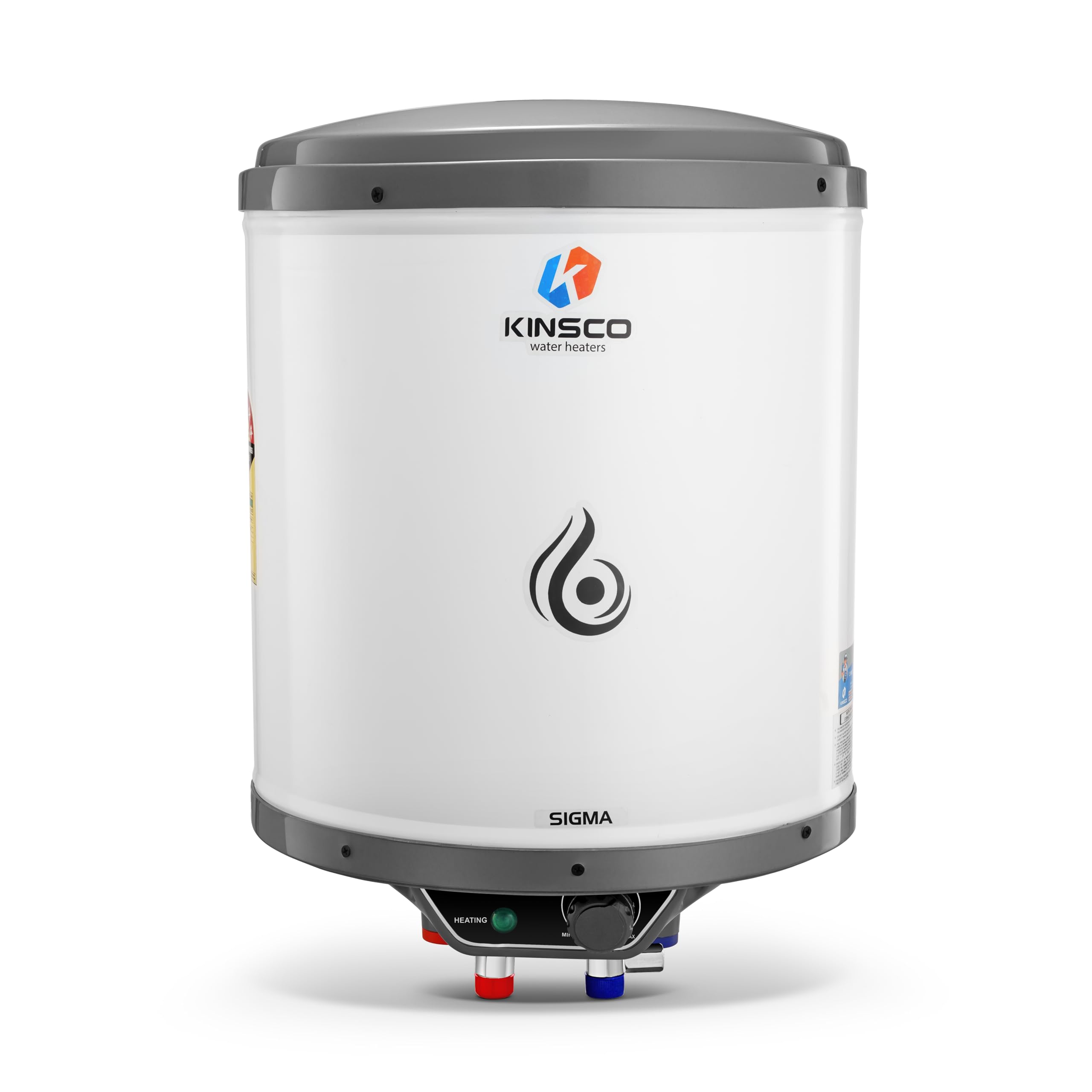 Kinsco Sigma 25L Storage Water Heater Geyser for Bathroom with Adjustable Thermostat Copper Heating Element Anti-Rust Tank ISI Certified Vertical Model (Grey)-image-16
