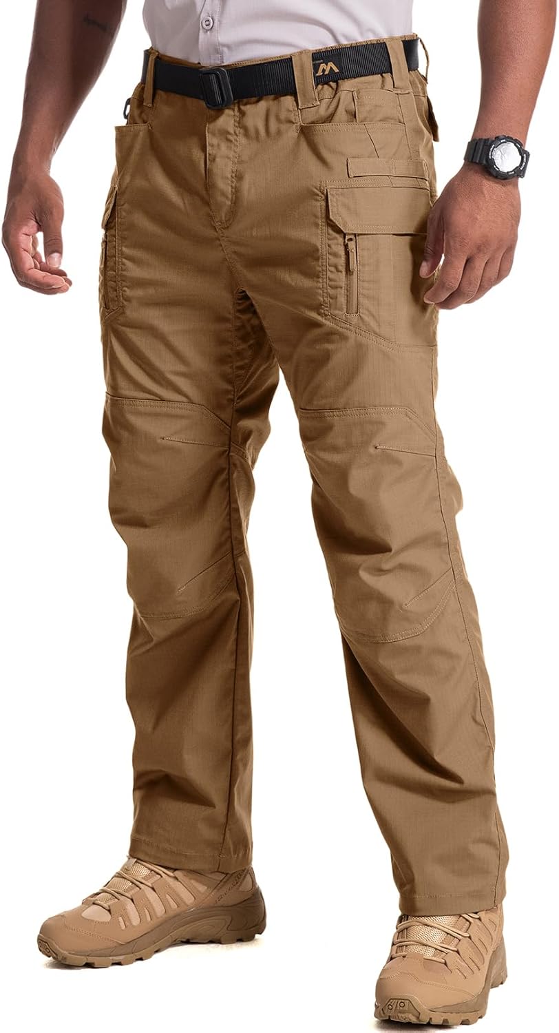 Men’s Water-Resistant Cargo Tactical Pants for Hiking & Work