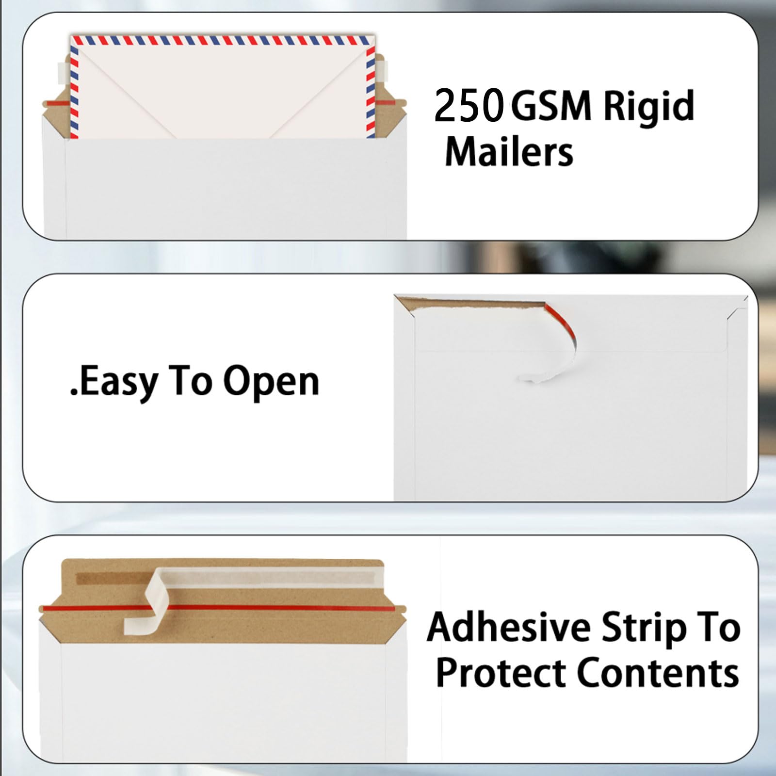 QTLCOHD Lot de 100 enveloppes rigides en carton blanc pour CD, photo, image, lettre - 22,9 x 30,5 cm