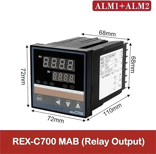 Miniatura 10 de PID Digital Intelligent Industrial Temperature Controller Dual Alarm 220V Relay REX-C100-C400-C700-C900 VAB/MAB SSR Relay Output(REX-C700 VAB)