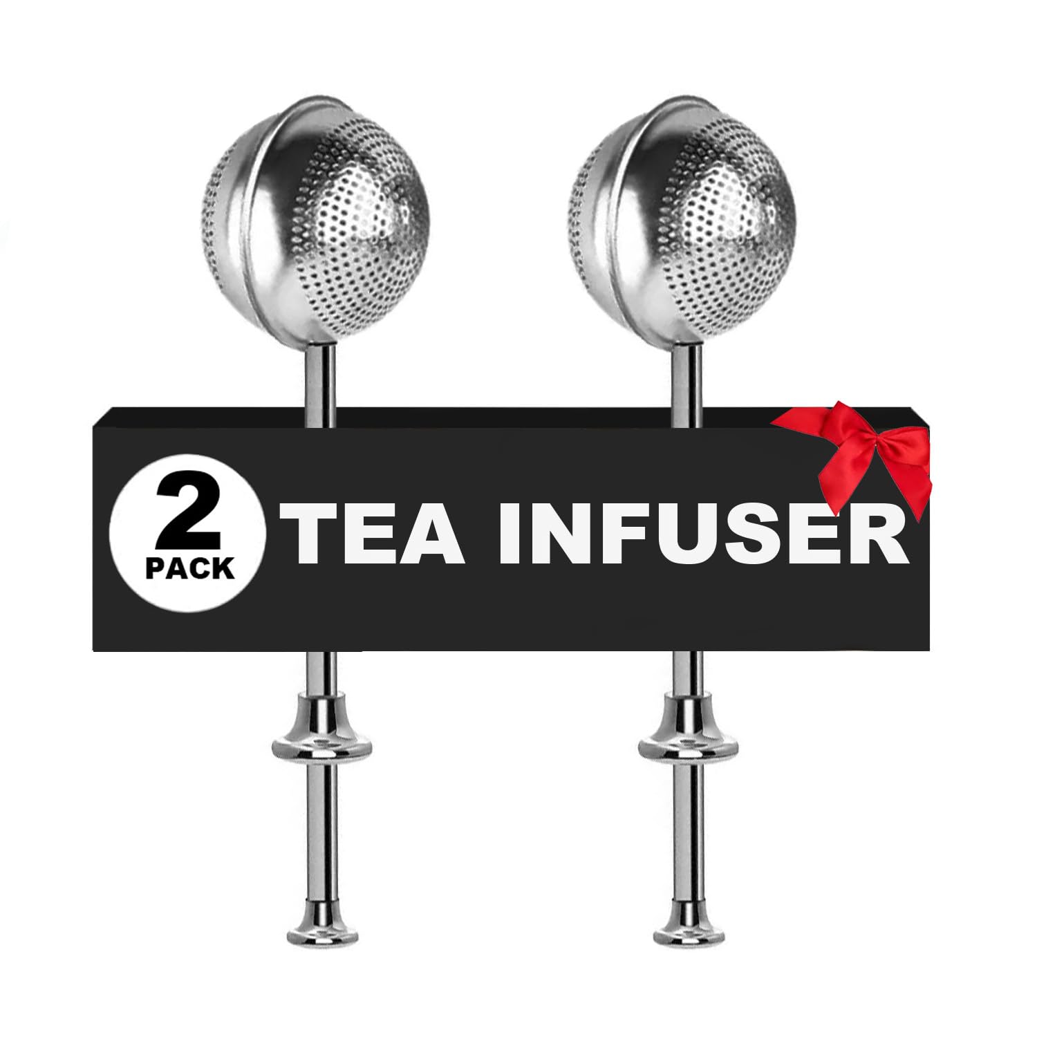 Paquete de 2 bolas de té, infusor de té para té de hojas sueltas, coladores de té para té suelto, colador de té de acero inoxidable, té de hojas sueltas, fácil de limpiar, colador de malla fina