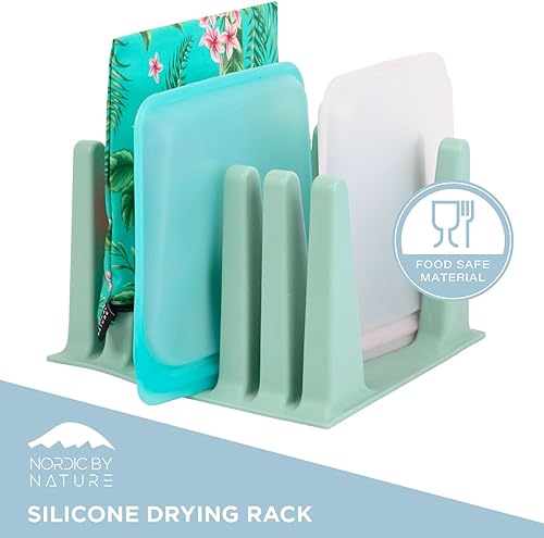 Miniatura 4 de Nordic By Nature Estante de secado de silicona para bolsas reutilizables, botellas, organizador de bolsas de almacenamiento de bocadillos y