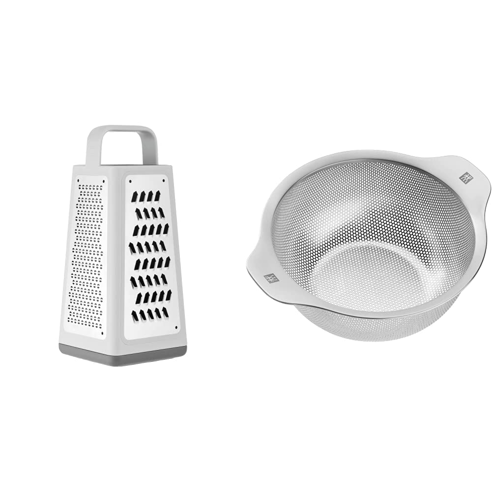 Zwilling Rallador cuadrado, plástico, gris marca ZWILLING & Table Colador de 24 cm, Metal, Color Acero Y Blanco