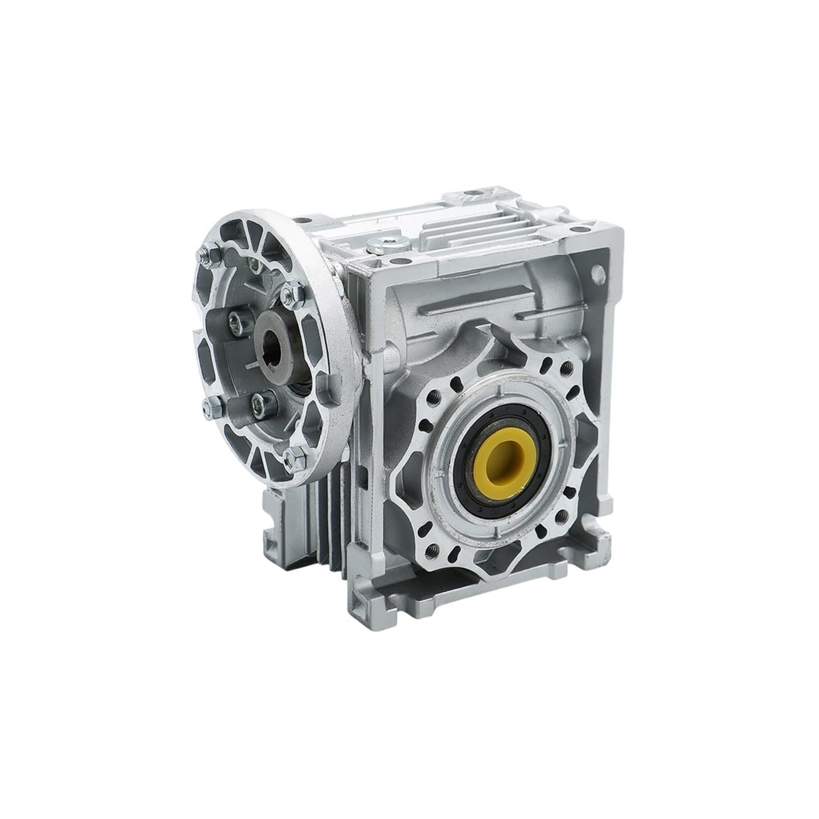 NMRV040 90 Degree Worm Gear Speed Reducer Box, 100:1 Ratio, Input Hole 9/11/14mm, Output 18mm (Flange 63B5)